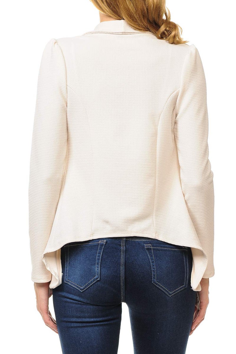 MINEFREE Women's Long Sleeve Classic Draped Open Front Lightweight Blazer Solid Stone M - Image 4